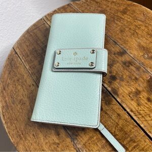 Kate Spade Leather Pebbled Medium Wallet Seafoam Green Great condition Early 90s